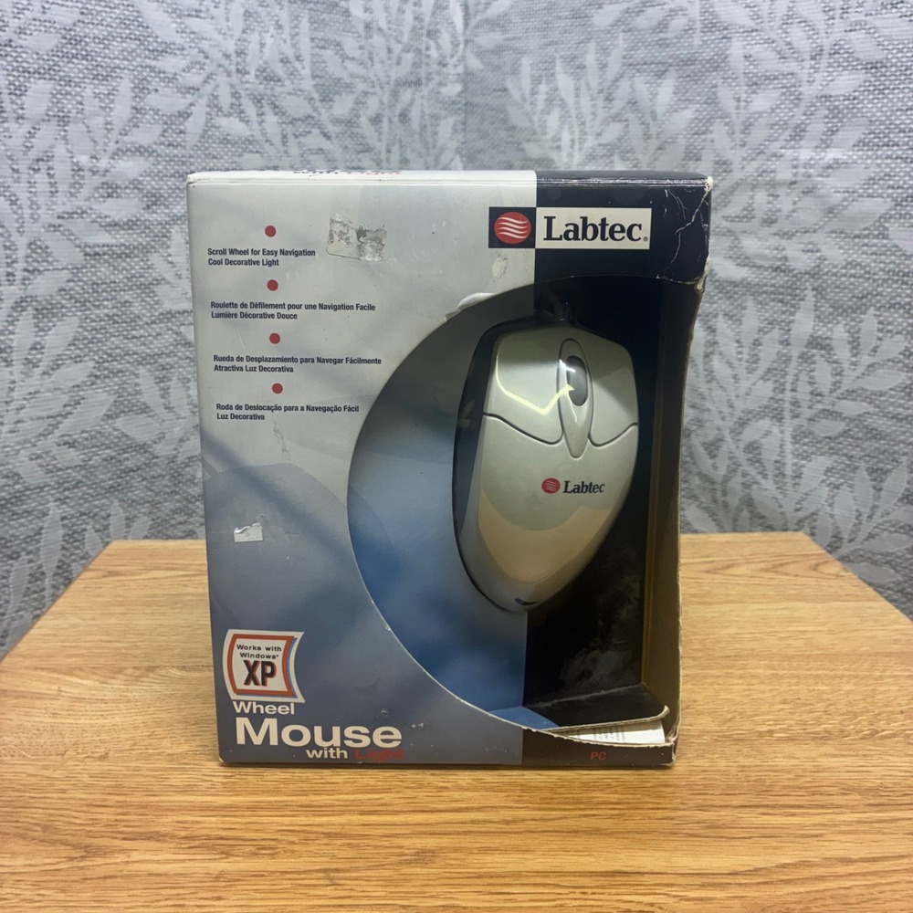 Vintage Labtec Wheel Mouse with Light PC Windows XP PS/2 Wired White New Box